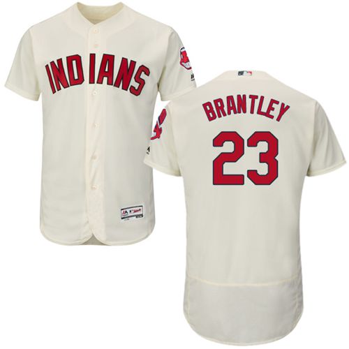Indians #23 Michael Brantley Cream Flexbase Authentic Collection Stitched MLB Jersey - Click Image to Close